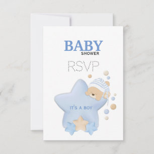 Cute Sleeping Teddy Bear Baby shower RSVP-kaart RSVP Kaartje