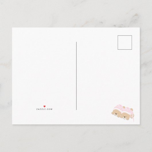 Cute Sleeping Teddy Bear Twin Baby Girls Shower In Uitnodiging Briefkaart (Achterkant)