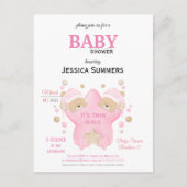 Cute Sleeping Teddy Bear Twin Baby Girls Shower In Uitnodiging Briefkaart (Voorkant)