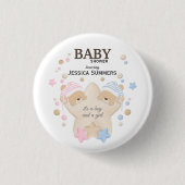Cute Sleeping Teddy Bear Twins Baby shower Button (Voorkant)