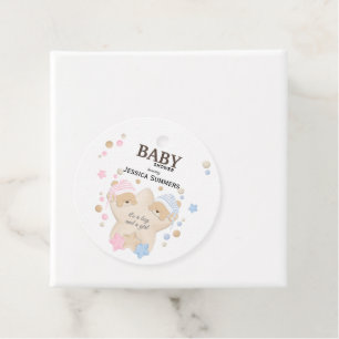 Cute Sleeping Teddy Bear Twins Baby shower Favor T Bedankjes Labels