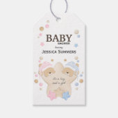 Cute Sleeping Teddy Bear Twins Baby shower Gift Ta Cadeaulabel (Voorkant)
