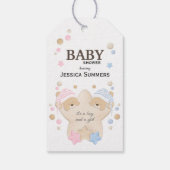 Cute Sleeping Teddy Bear Twins Baby shower Gift Ta Cadeaulabel (Achterkant)
