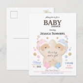 Cute Sleeping Teddy Bear Twins Baby shower Invitat Uitnodiging Briefkaart (Voorkant / Achterkant)