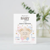 Cute Sleeping Teddy Bear Twins Baby shower Invitat Uitnodiging Briefkaart (Staand voorkant)