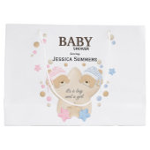 Cute Sleeping Teddy Bear Twins Baby shower Large G Groot Cadeauzakje (Achterkant)