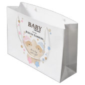 Cute Sleeping Teddy Bear Twins Baby shower Large G Groot Cadeauzakje (Achterkant Gekanteld)