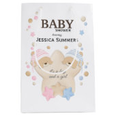 Cute Sleeping Teddy Bear Twins Baby shower Medium Cadeauzakje (Voorkant)