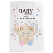 Cute Sleeping Teddy Bear Twins Baby shower Medium Cadeauzakje (Achterkant)