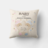 Cute Sleeping Teddy Bear Twins Baby shower Throw P Kussen (Achterkant)