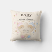 Cute Sleeping Teddy Bear Twins Baby shower Throw P Kussen (Voorkant)
