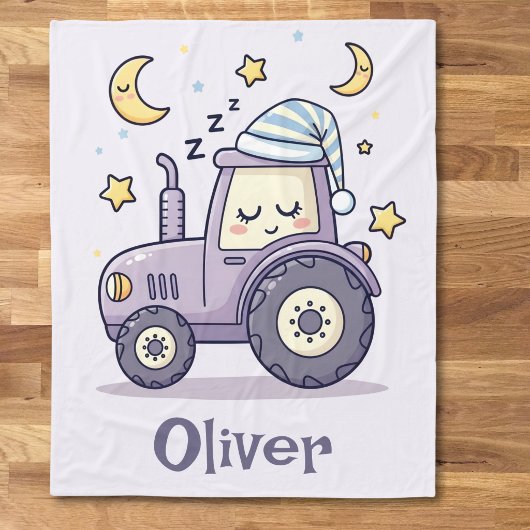 Cute Sleeping Tractor Fleece Deken