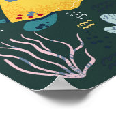 Cute Sleeping Turtle Underwater Doodle Poster (Hoek)