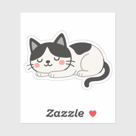 Cute Sleeping Tuxedo Cat Drawing Sticker (Vel)