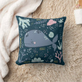 Cute Sleeping Whale Onderwater Doodle Kussen (Deken)