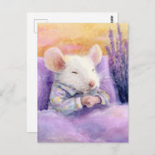 Cute Sleeping White Mouse Briefkaart (Voorkant / Achterkant)