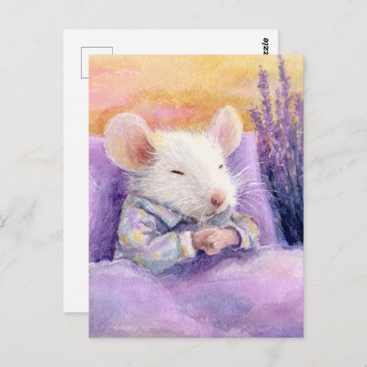 Cute Sleeping White Mouse Briefkaart (Voorkant / Achterkant)