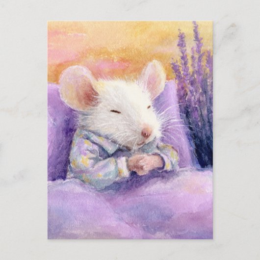 Cute Sleeping White Mouse Briefkaart (Voorkant)