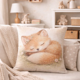 Cute Sleeping Woodland  Baby Fox Neutral Kids Room Kussen