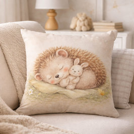 Cute Sleeping Woodland Hedgehog Neutral Kids Room Kussen