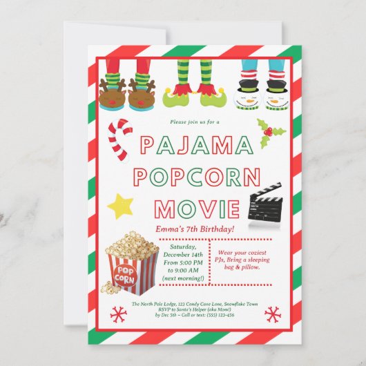 Cute Sleepover Birthday Party Invitation for Kids  Kaart (Voorkant)