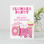 Cute Sleepover Birthday Party Invitation Kaart (Staand voorkant)