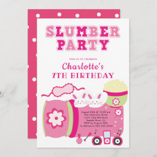 Cute Sleepover Birthday Party Invitation Kaart