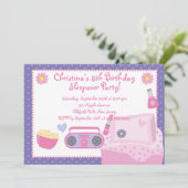 Cute Sleepover Birthday Party Invitations Kaart (Staand voorkant)