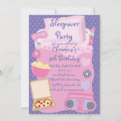 Cute Sleepover Birthday Party Invitations Kaart (Voorkant)
