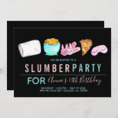 Cute sleepover slimparty kaart (Voorkant / Achterkant)