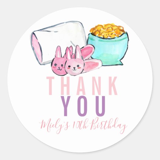 Cute sleepover slumber party verjaardagsticker ronde sticker (Voorkant)
