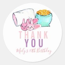 Cute sleepover slumber party verjaardagsticker ronde sticker