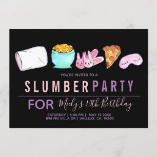 Cute sleepover verjaardagsfeest kaart