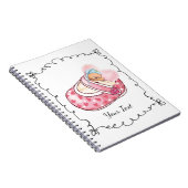 Cute Sleepy Beer Monogram Naam Roze Notitieboek (Rechterzijde)