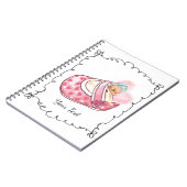 Cute Sleepy Beer Monogram Naam Roze Notitieboek (Linkerzijde)