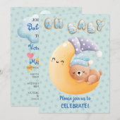 Cute Sleepy Beer op Moon Baby Boy Shower Kaart (Voorkant / Achterkant)