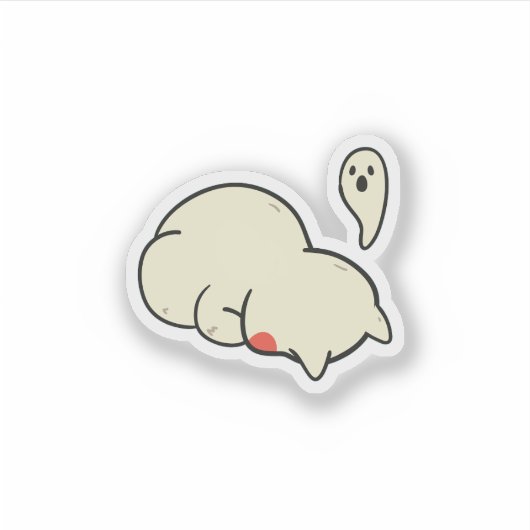 Cute Sleepy Blob Ghost Sticker (Voorkant)