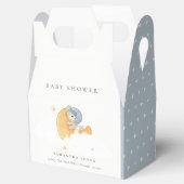 Cute Sleepy Blue Beer over Moon Boy Baby shower Bedankdoosjes (Geopend)