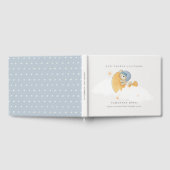 Cute Sleepy Blue Beer over Moon Boy Baby shower Gastenboek (Volledig)