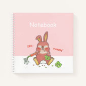 Cute Sleepy Bunny Pink Square Custom Notebook Notitieboek (Voorkant)