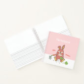 Cute Sleepy Bunny Pink Square Custom Notebook Notitieboek (Binnen)