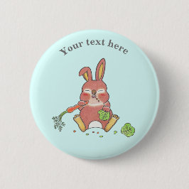 Cute Sleepy Bunny Rabbit Blue Ronde Button 5,7 Cm