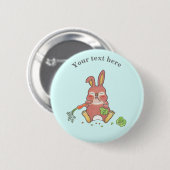 Cute Sleepy Bunny Rabbit Blue Ronde Button 5,7 Cm (Voorkant /achterkant)