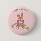 Cute Sleepy Bunny Rabbit Pink Ronde Button 5,7 Cm (Voorkant)