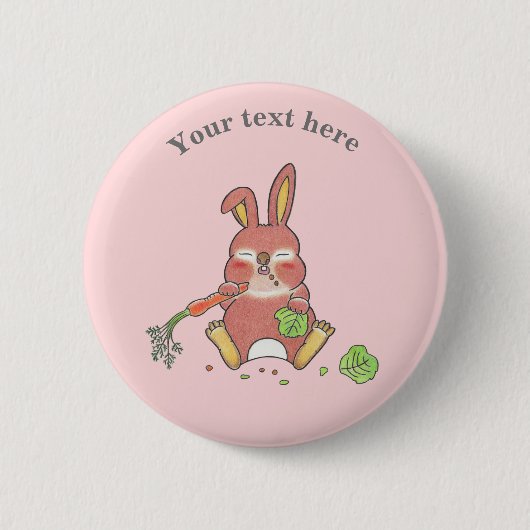 Cute Sleepy Bunny Rabbit Pink Ronde Button 5,7 Cm (Voorkant)