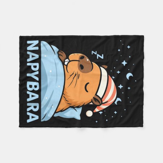 Cute Sleepy Capybara Funny Napybara Pajamas Fleece Deken (Voorkant (Horizontaal))