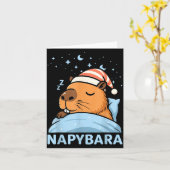 Cute Sleepy Capybara Funny Napybara Pajamas  Kaart (Gele Bloem)