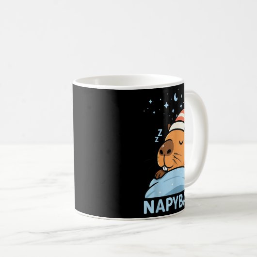 Cute Sleepy Capybara Funny Napybara Pajamas  Koffiemok (Voorkant rechts)