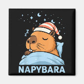 Cute Sleepy Capybara Funny Napybara Pajamas Magneet (Voorkant)