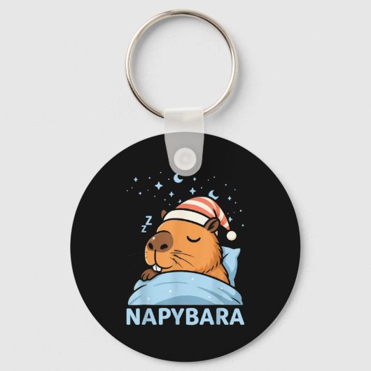 Cute Sleepy Capybara Funny Napybara Pajamas  Sleutelhanger (Voorkant)